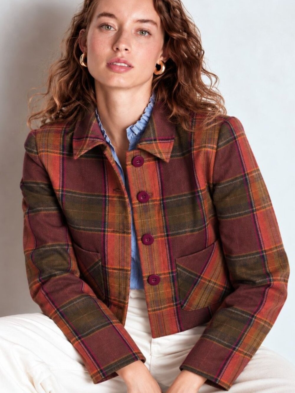 Vtg Chadwick’s Wool Plaid Jacket Women’s 8P Cropped Fall Academia Preppy Old Mon